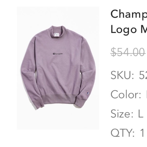 Champion UO Exclusive Script Logo Mock Neck Sweatshirt - Picture 1 of 5